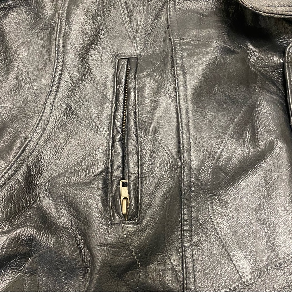 Leather Black Jacket Men Size Medium Bomber Flight Casual Varsity Outerwear - Picture 11 of 16